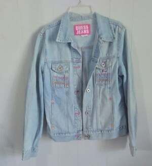 Guess Jeans Denim Jacket Embroidered Blue
